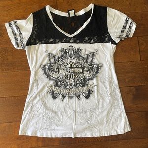 Harley Davidson short sleeve shirt with lace top